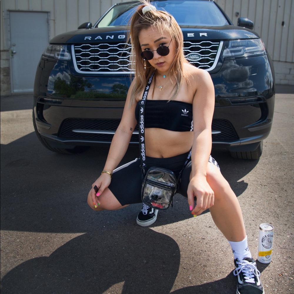 Adidas bandeau and bike shorts